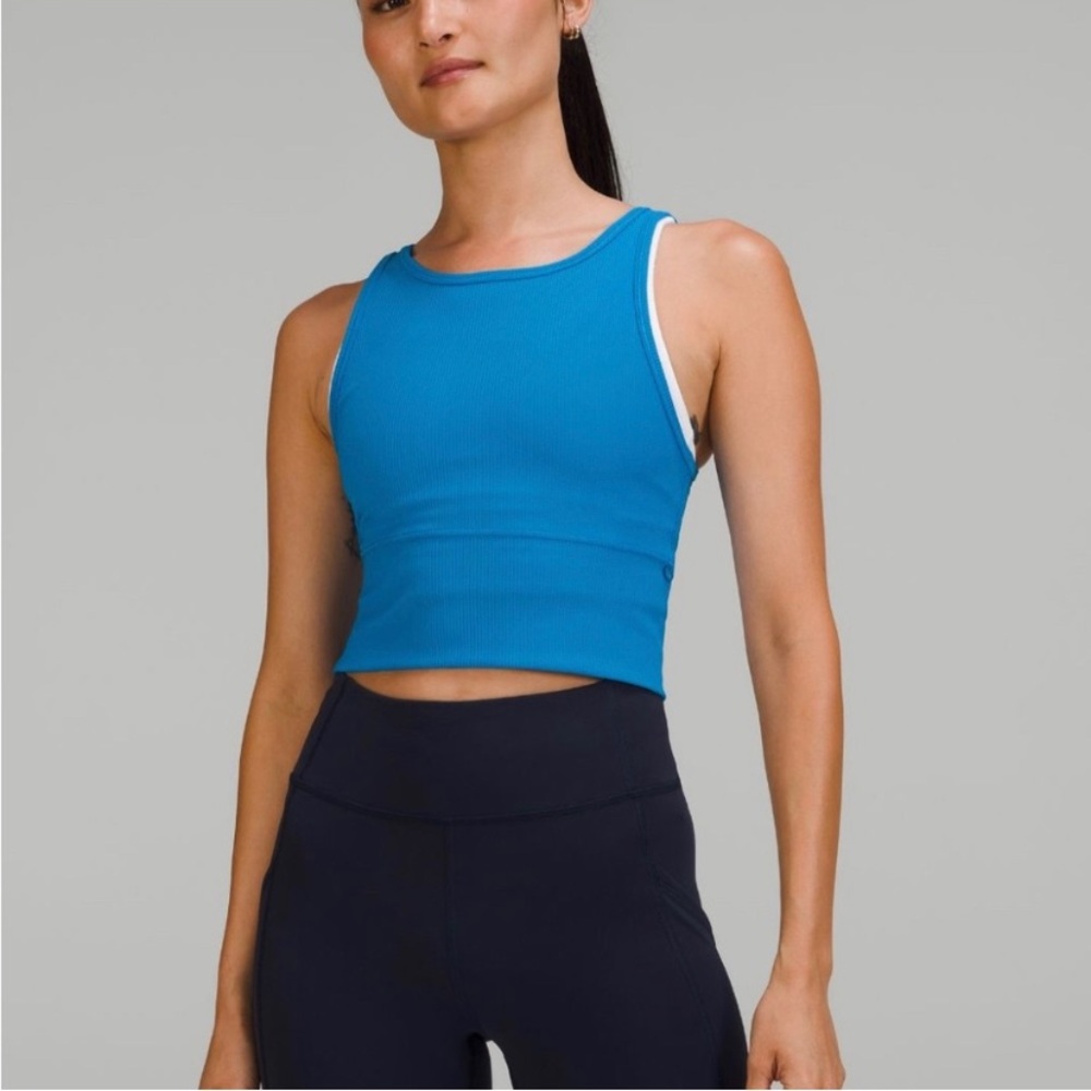 lululemon athletica bright blue power pivot tank size 10